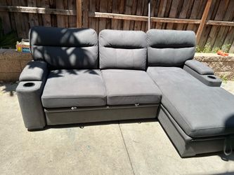 Modern Gray Reclining Sectional w/ Chaise, Storage & Hidden Ottoman