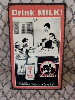 Retro "Drink MILK!" Day Dairy Metal Sign - Reproduction