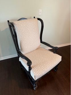 Elegant Upholstered Accent Chair | Black Wood Frame