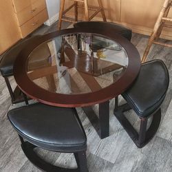 Circle Coffee Table With 4 Stools