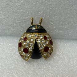 Roman Colorful Enamel Rhinestone Ladybug Brooch / Pin