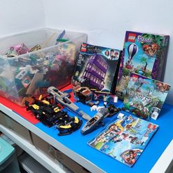 22 pound Bin of bulk Lego pieces bricks with many vehicles