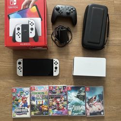 Switch OLED Model Console - 64GB - White Bundle With Pro Controller