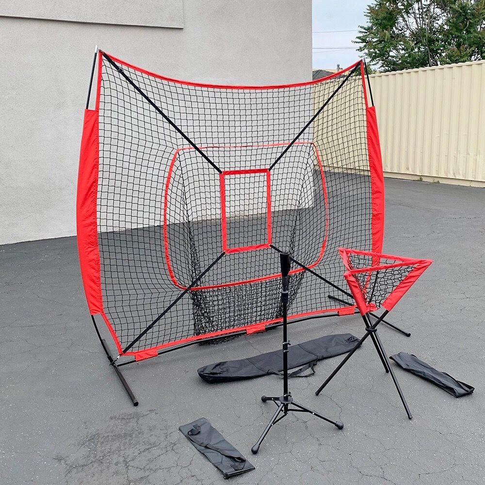 New $95 Baseball (3pc) Practice Set includes the 7x7’ Net Bow Frame, Ball Tee and Caddy Bag