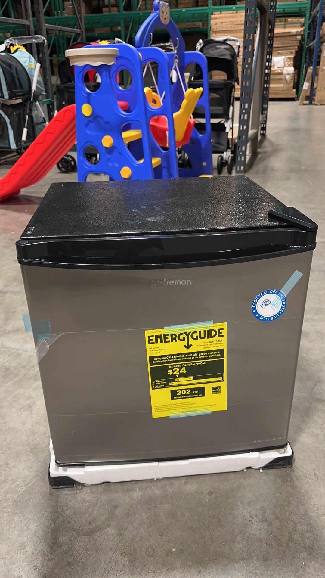 #020109 Upstreman 1.7 Cu.ft Mini Fridge with Freezer, Adjustable Thermostat, Energy Saving, Low Noise, Single Door Compact Refrigerator for Dorm, Offi