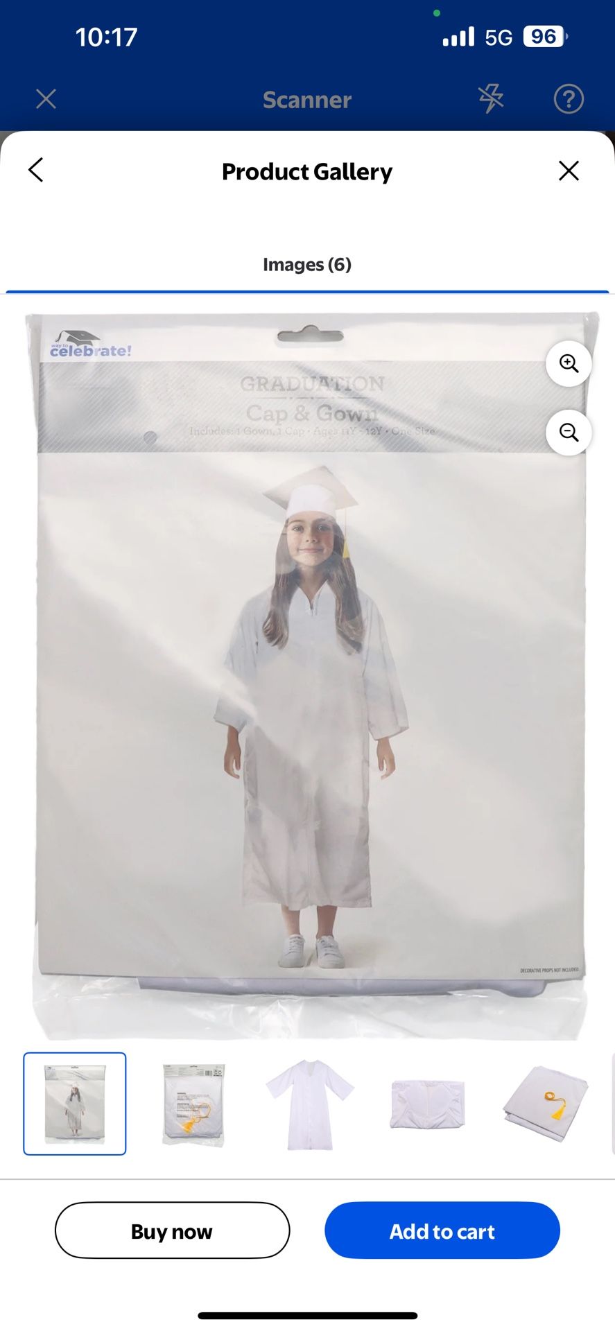 Graduation Childrens Cap and Gown for Ages 11Y-12Y, White, One Size, by Way To Celebrate