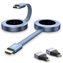 Wireless Hdmi Transmitter and Receiver, Wireless HD Extender Plug & Play Portable 2.4G/5G with LED Screen Hdmi Kit for Streaming Video and Audio to Mo