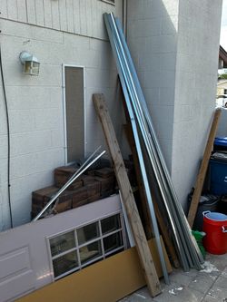 Large Lot of Reclaimed Brick + Galvanized Steel Framing/Construction Materials — MUST TAKE ALL