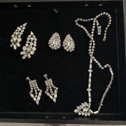Vtg Rhinestone Earrings Clip On And Screw Back