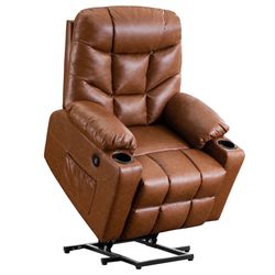 Brown Faux Leather Electric Lifting Recliner Chair 7288