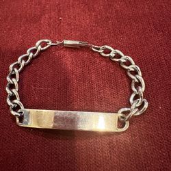 Unisex Vintage Sterling Name ID ( Blank) Chain Bracelet-6”
