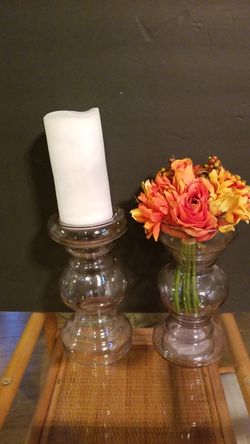 Threshold pillar candleholder set smoky glass