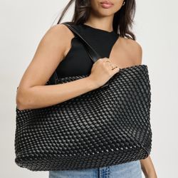 MODA LUXE Woven Unlined Tote Bag and Pouch NEW