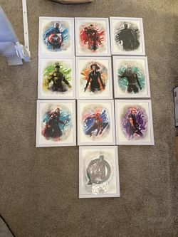 Marvel Universe Framed Watercolor Art