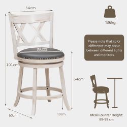 Total Tactic JV11238WH-24 25.5 In. Hand-Antiqued Stool With Wider Padded Seat, White - Set Of 2