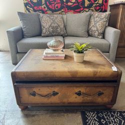 World Map Trunk Coffee Table with Storage- Bonus Side Tables