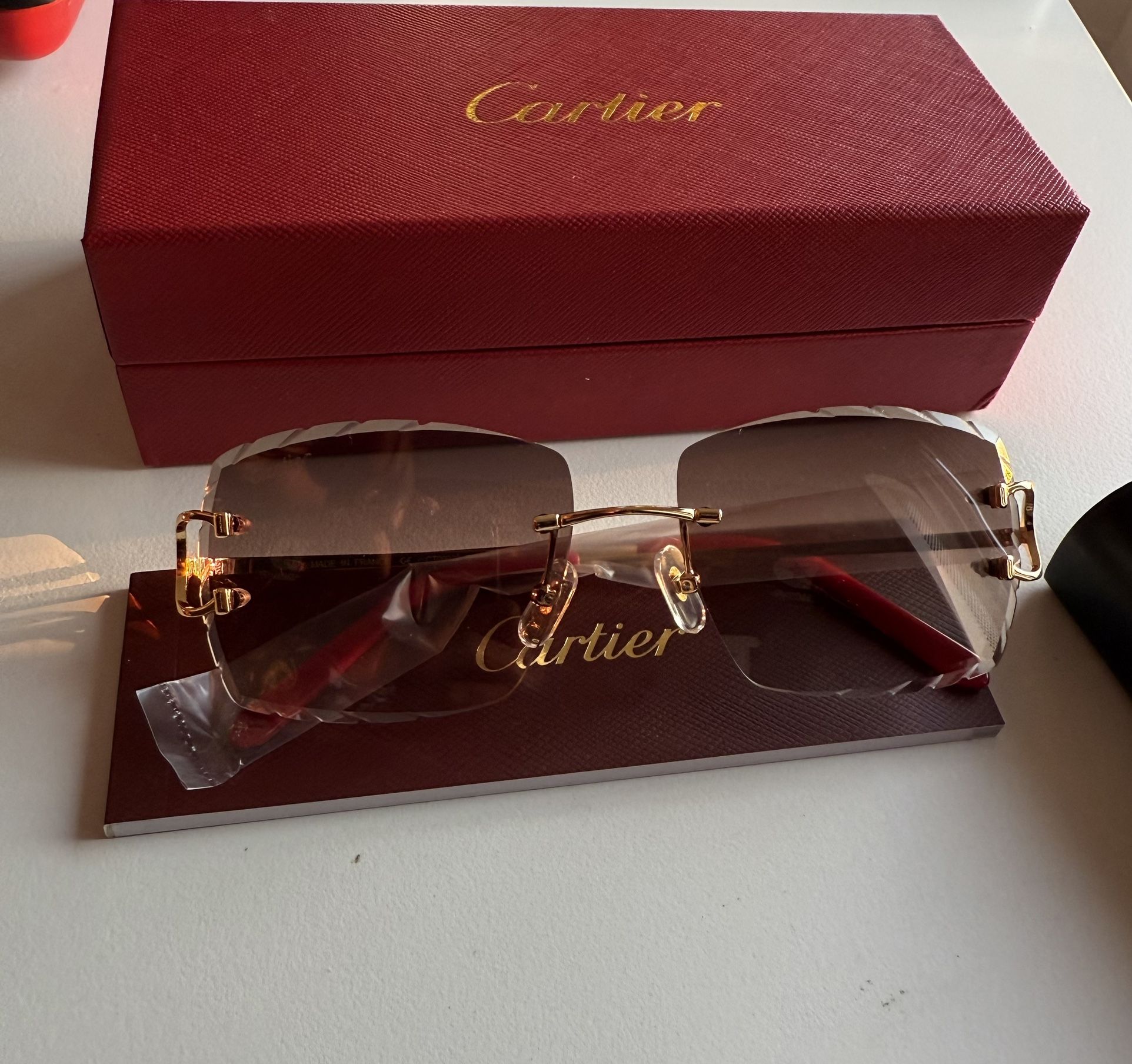 Cartier Glasses (Diamond cut), Brown Lense, Gold Frame