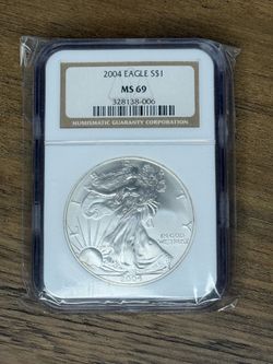 2004 American Silver Eagle NGC MS69 – Certified 1 oz .999 Silver Coin