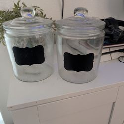 2 GLASS JARS 