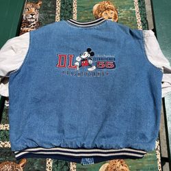 Disneyland Mickey Mouse Denim Varsity Jacket