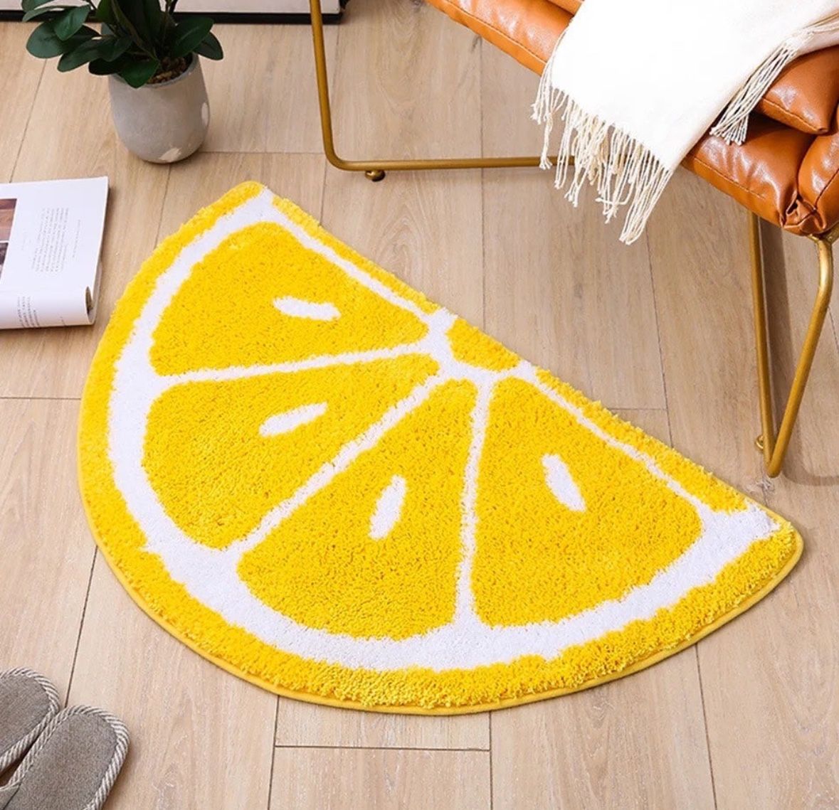 Lemon unique and fluffy bathroom rug
