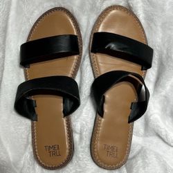 Faux Leather Two band sandals 