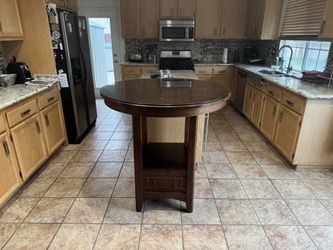 Wood Table / Glass Radius Top & Table Extension 