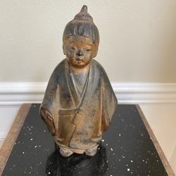 1960’s Japanese Okimono Selflessness Child Cast Iron Guild Figuríny 9”T
