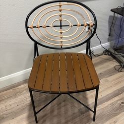 Boho Modern Woven Back Chair – Wood Seat + Metal Frame