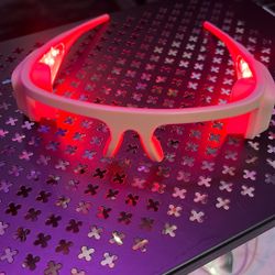 Vanity Planet Alya Red LED Eye Glasses, Pink Frame - Auto Shut Off Wearable Beauty Tech Treatment