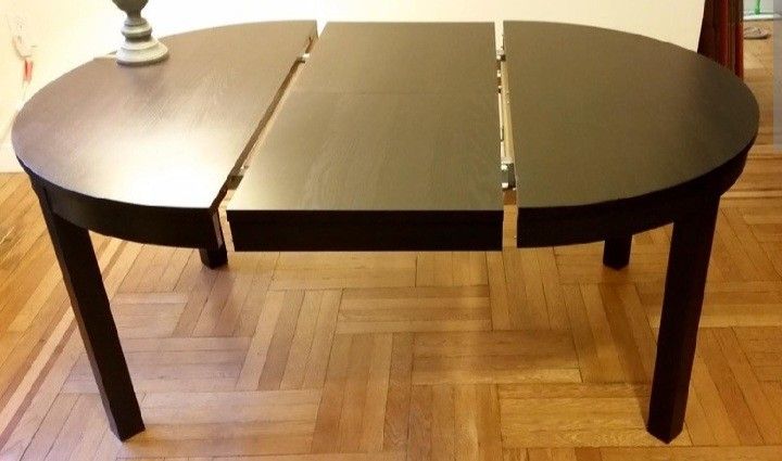 Ikea Bjursta Extendable Black Round Table w/ 3Chairs