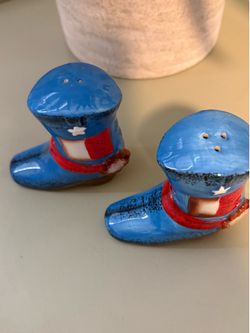 Blue Patriotic Boot Shoes Salt & Pepper Shakers