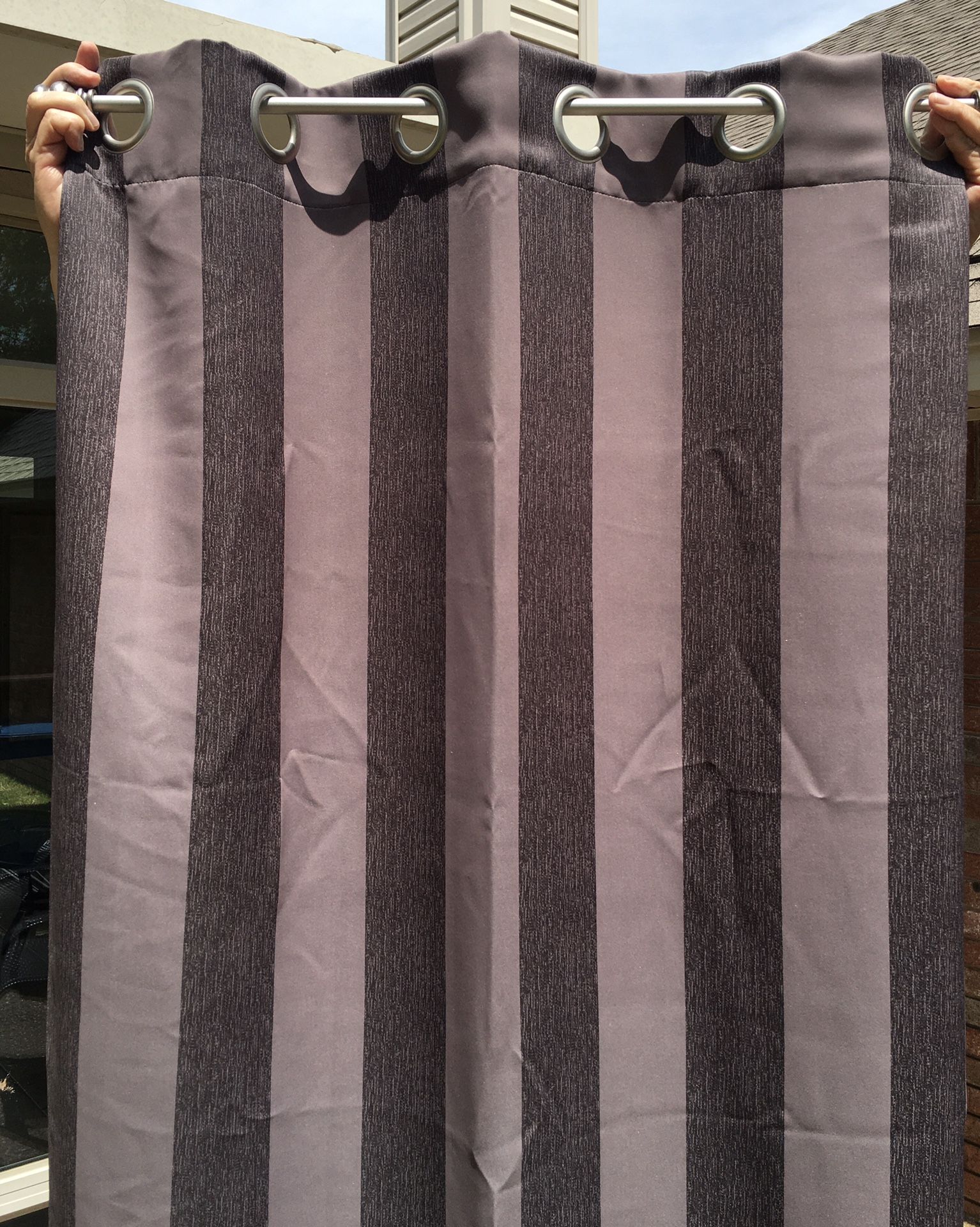 Gray striped curtains, 1 pair