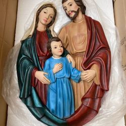 Christmas Decoration Jesus Family Wall Mount Plaque Figure Color Version