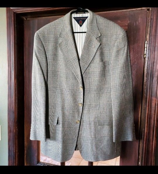 Vintage Tommy Hilfiger Mens 42R Jacket Sport Coat Blazer Houndstooth USA