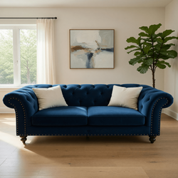 Navy Blue Velvet Modular Couch – Like New, 2 Modules - Staten Island, NY