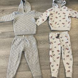 sz 4-5t toddler boys 4-pcs outfit joggers & hooded tops
