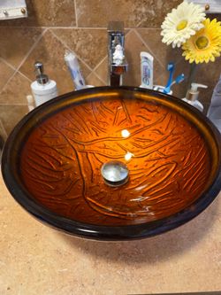 Orange bathroom sink