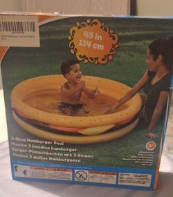 3-Ring Hamburger Inflatable Kiddie Pool 45in