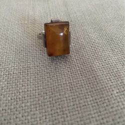 Big Amber Ring. From the Baltic. All Sterling Silver. Size-8. Like New Condition!