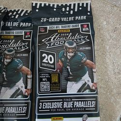 (4) Sealed 2024 Panini Absolute Football Value Packs - 80 Cards Total