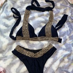 Women’s Bikini Set-Black & Gold-NEW