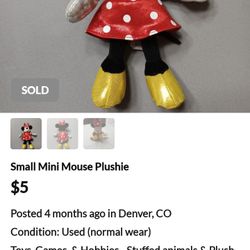 Small Mini Mouse Plushie 