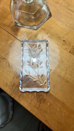 Clear Glass Floral Embossed Trinket Tray