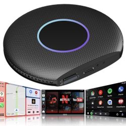 Magic Box CarPlay & Wireless Android Auto Adapter, Full Android OS, Built-in 4G LTE, AI Box Adapter, Plug & Play, Drivechat with AI Skills, WiFi, Blue