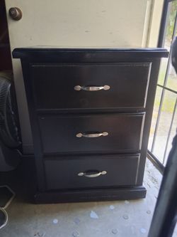 Brown Nightstand end table with Three sliding Drawers