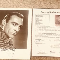 JSA COA LOA SEAN CONNERY +2 SIGNED “BEST WISHES” JAMES BOND PAGE