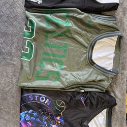 4 Mens Pre Owned Size Large Basketball Jerseys. 2 Larry Bird jerseys, 1 LA George and 1 Mavs Doncic 4 jerseys 1 price. 