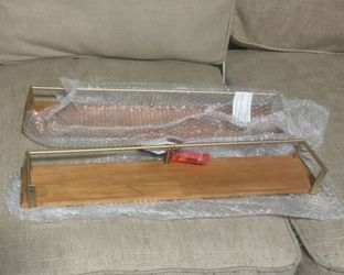 Wood and Gold Metal Decorative shelf