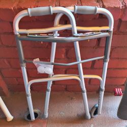 Deluxe 2-Button Folding Walker with Wheels Drive # 10210-1 (P1)